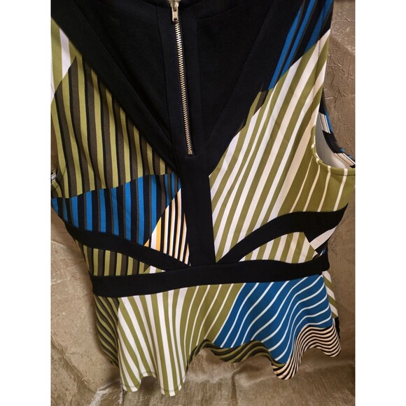 Worthington Women’s Sleeveless Peplum Top Large Multi-Color Striped Geometric... - Picture 4 of 9